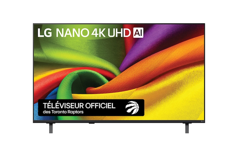 Vue avant de 43 inch LG NANO 4K UHD AI NU85 Smart TV 2026 43NU850BPUC